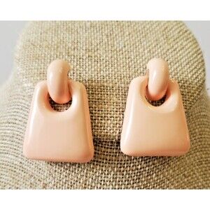 Vintage Earrings Door Knocker Pink Acrylic Posts 1.5" Mod 80s Statement Barbie
